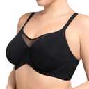 HSIA Minimizer Bras for Women Plus Size, Full Coverage Coolcomfort T Shirt Unlined Bra with Underwire for Heavy Breast (Black, M)