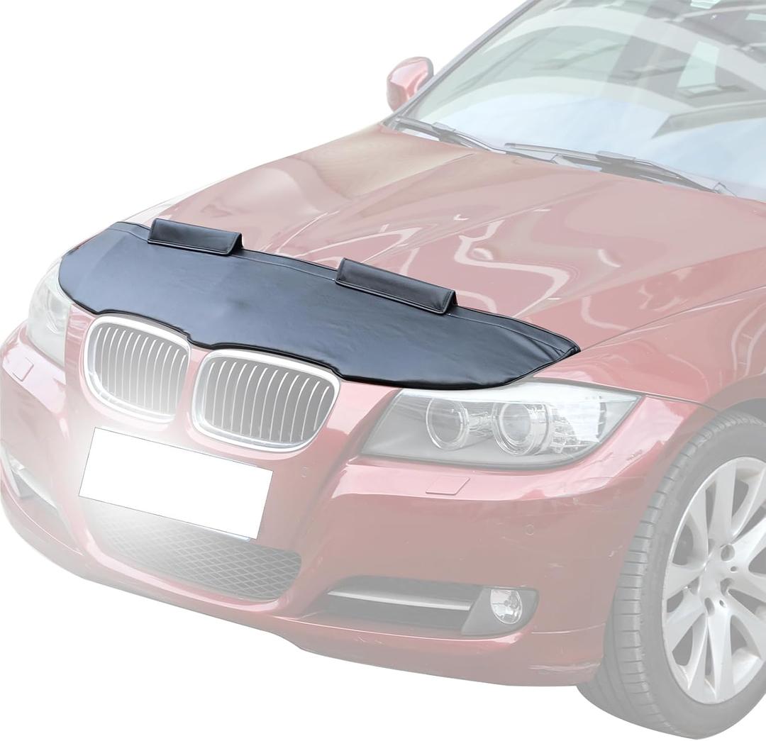 Car Bonnet Hood Protector Bra Compatible with BMW 3 Series E90 E91 E92 E93 323 325i 328i 330i 335i 335d Leather 1PCS,Black Engine Cover Anti Scratch Mask Exterior Accessories (Black)