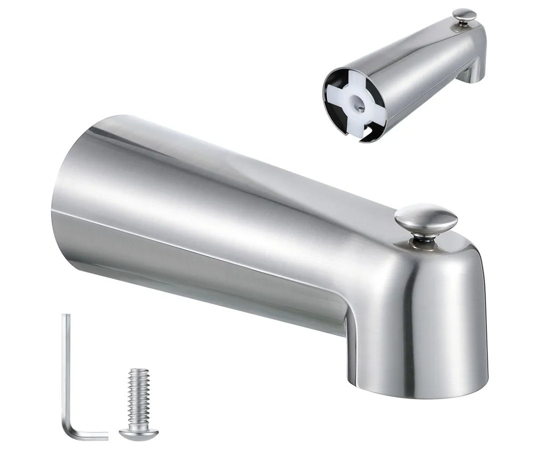 Enhon 7 Inch Slip on Tub Spout with Diverter, Compatible with Moen 3839/Moen 3853, Bathtub Diverter Spout Fits 1/2 Copper Water Tube(5/8 Diameter), 5/32 Hex Wrench(Brushed Nickel,Classic)