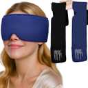 FACEMOON Ice Cold Packs for Eye Compress: Cooling Relief for Puffy Eyes Headache Migraines Stye Dry Eyes Therapy - Large Gel for Long Lasting Comfort Reusable Flexible, 2 pcs for Family Blue Black