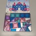 Mini Magnetic Tiles Travel Set 40PCS with Iron Box Princess Castle Pretend Girl Play Toys Age 3 4-5 6-8, Educational Portable Magnet Building Tiles Christmas Birthday Gifts for Toddlers Boys & Girls