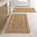 MIULEE Set of 2 Waffle Bathroom Rugs, Boho Bath Rug Super Absorbent, Non Slip Washable Ultra Soft Rubber Backed Shower Bath Mats for Floor, Tub, Shower, Looped Design, Brown, 18x30 Inch