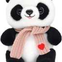 9.8'' Panda Dolls with Love Heart Scarf, Soft Stuffed Plush Animal Toys Plushies Birthday Gifts for Her/Girlfriend Lover Mom Kids (Pink)
