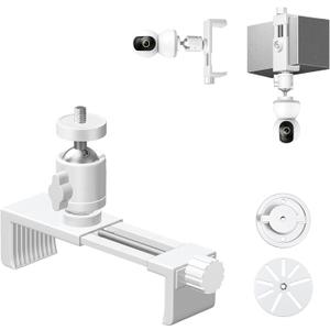 Camera Clip Clamp with 360 Degree Swivel Mini Ball Head Adapter Holder Mounting with 1/4 Inch Screw for Security Cameras Smartphone Mount Brackets, White