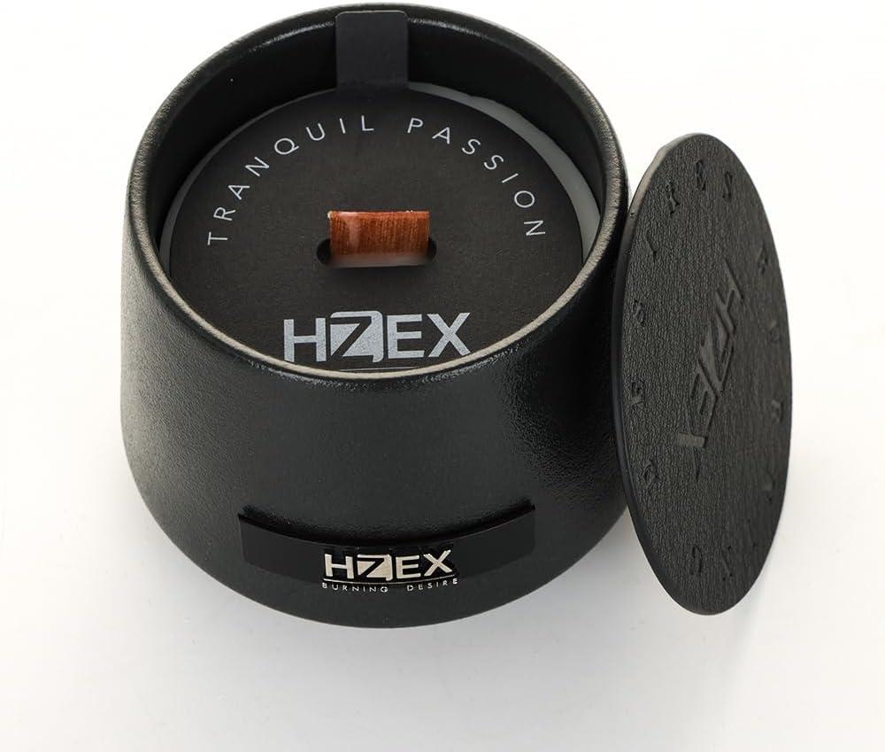 Premium Scented Candles, Black Scented Wood Wicked Candle, Masculine Natural Soy Wax Candle in Ceramic Jar with Lid, Wood Wick Aromatherapy Candles for Him Gift (Tranquil Passion)
