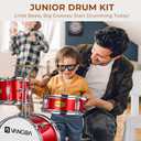 Kids Drum Set Vangoa 3-Piece Beginner, 14" Junior Drums Kit w/Bass Tom Snare drum, Adjustable Throne Cymbal Pedal & Drumsticks, Complete Starter Drumset Full Bundle for Children Boys Ages 3-12