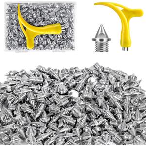 YUNVI 3/16 Inch Track Spikes,Stainless Steel Pyramid Shoe Spikes with Wrench for Track and Cross Country,Replacement for Sprint Sports Short Running Shoes
