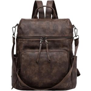 Anti-Theft Backpack Purse for Women, Convertible 3-in-1 Vegan Leather Backpack with Hidden Zipper, Adjustable Shoulder & Crossbody Bag for Travel and Daily Commute (B Two Toned Coffee)