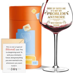 NewEleven Funny Retirement Gift For Woman, Her 2026 - Coworker Leaving Gift, Going Away Gifts For Friends, Boss - Farewell Gifts For Coworkers From Family And Colleague - 16 Oz Wine Glass