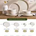 Famiware Meteor Stoneware Dinnerware Sets with Pasta Bowls, Service for 4 (16 Pieces), Plates and Bowls Sets, Microwave and Dishwasher Safe Dishes Set, Creamy White