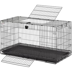 MidWest Homes for Pets Medium Wabbitat Rabbit Cage, Grid Mesh Floor, Removable Tray, Top & Front Door Access, Rust Resistant Finish, No Tools Required (37.0"L x 19.0"W x 20.0"H, Black)