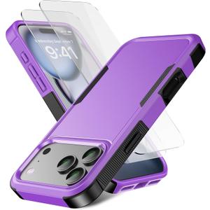 for iPhone 17 Pro Max Case [Shockproof] [Dropproof] [Heavy Duty Protection] [Pocket-Friendly] Slim & Tough Non-Slip Protective Phone Cover for iPhone 17 promax 6.9inch, Purple