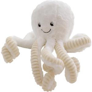 Cute Big Octopus Pillows,Interior Decoration Octopus Cushion,Soft Marine Animal Decorations (White, 15.7 inch)