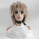Dreadlock Wigs for Women and Men, Short Braided Wig Ombre Blonde Color Afro Curly Twist Braiding Crochet Wigs Glueless Synthetic Heat Resistant Hair Wig (T27/613) (T27/613)