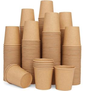 Vumdua 300 Pcs 6 oz Kraft Paper Cups - Disposable Paper Cups Hot Cold Beverage Drinking Cup for Coffee, Water, Tea, Juice, Espresso & Cortado
