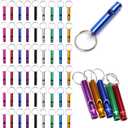 Tergy 50-100 Pieces Emergency Whistle with Keychain Aluminum Survival Whistle Key Chain for Camping Hiking Boating Hunting Fishing