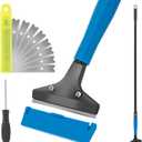 KeFanta Floor Scraper Heavy Duty, 4" Wide Razor Blade Scraper Tool with 45.7" Long Handle, 10PCS Extra Metal Blades, Scraper for Cleaning Glass Wall Gum Paint Tile Glue Linoleum Sturdy Durable