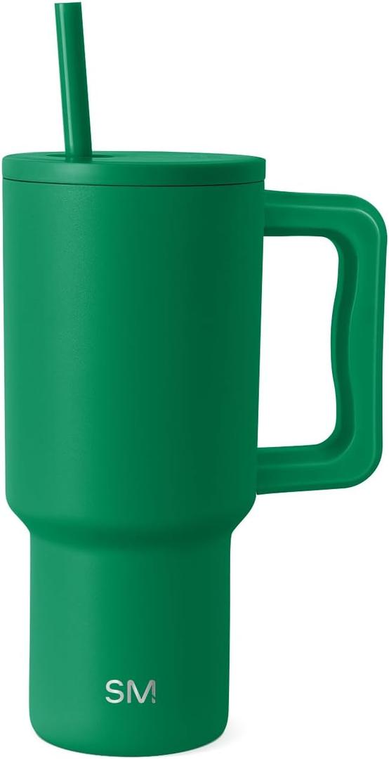 Simple Modern 40 oz Trek Tumbler with Handle and Lid | Cup Holder Friendly Insulated Stainless Steel Travel Mug | Basil