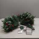 2 Pack Lighted Artificial Christmas Urn Filler, Battery Operated Pre-lit Xmas Pine Trees, Tripod Stake and 60 LED Lights, Holiday Porch Decorations for Porch, Yard, Garden, Flower Beds Multicolor