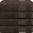 Cotton Paradise 100% Cotton Turkish Towel Set, Soft Absorbent Quick Dry, 4 Piece Washcloth Set, Chocolate Brown