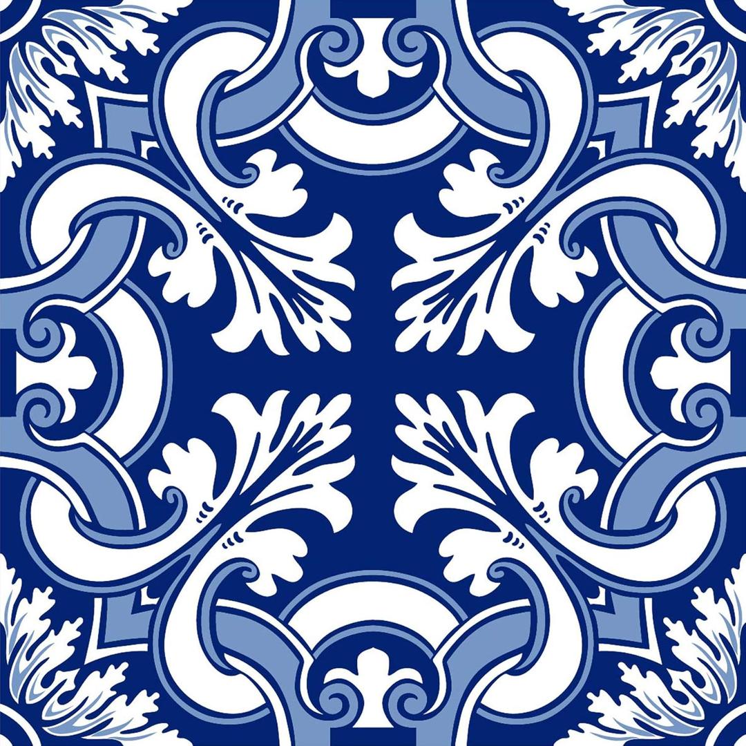 Spanish Portuguese Azulejo Style Peel and Stick Backsplash Tile Stickers Set of 16 pcs(5.9_15)