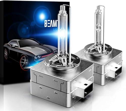 BEAMTECH D3S HID Headlight Bulbs,High Low Beam Xenon Replacement Bulb 35W 10000K Dark Blue, (Pack of 2)