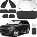 8PCS Window Shades for Jeep Grand Cherokee 2022-2025(Not for Grand Cherokee L&Jeep Cherokee) Accessories Car Side Full Windows Rear Windshield Sun Shade Camping Sun UV Rays Privacy Protection