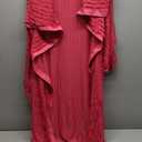 Womens Sexy Off Shoulder Maxi Dress Pleated See Through Flare Sleeve Button Down Slit Bodycon Long Dresses (XX-Large, Rose Red)