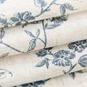 Jinchan Floral Kitchen Curtains 45 Inch Linen Tier Curtains Farmhouse Cafe Half Window Drapes for Small Windows Light Filtering Blue on Beige for Living Room Bathroom Back Tab 2 Panels