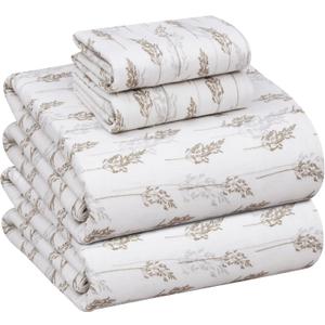 RUVANTI Flannel Sheets Full Size - 100% Cotton Double Brushed Bed Sheets Set, Deep Pockets 16 Inches, All Seasons Breathable & Extra Soft Full Sheets, Warm & Cozy, 4 Piece, Dried Straw