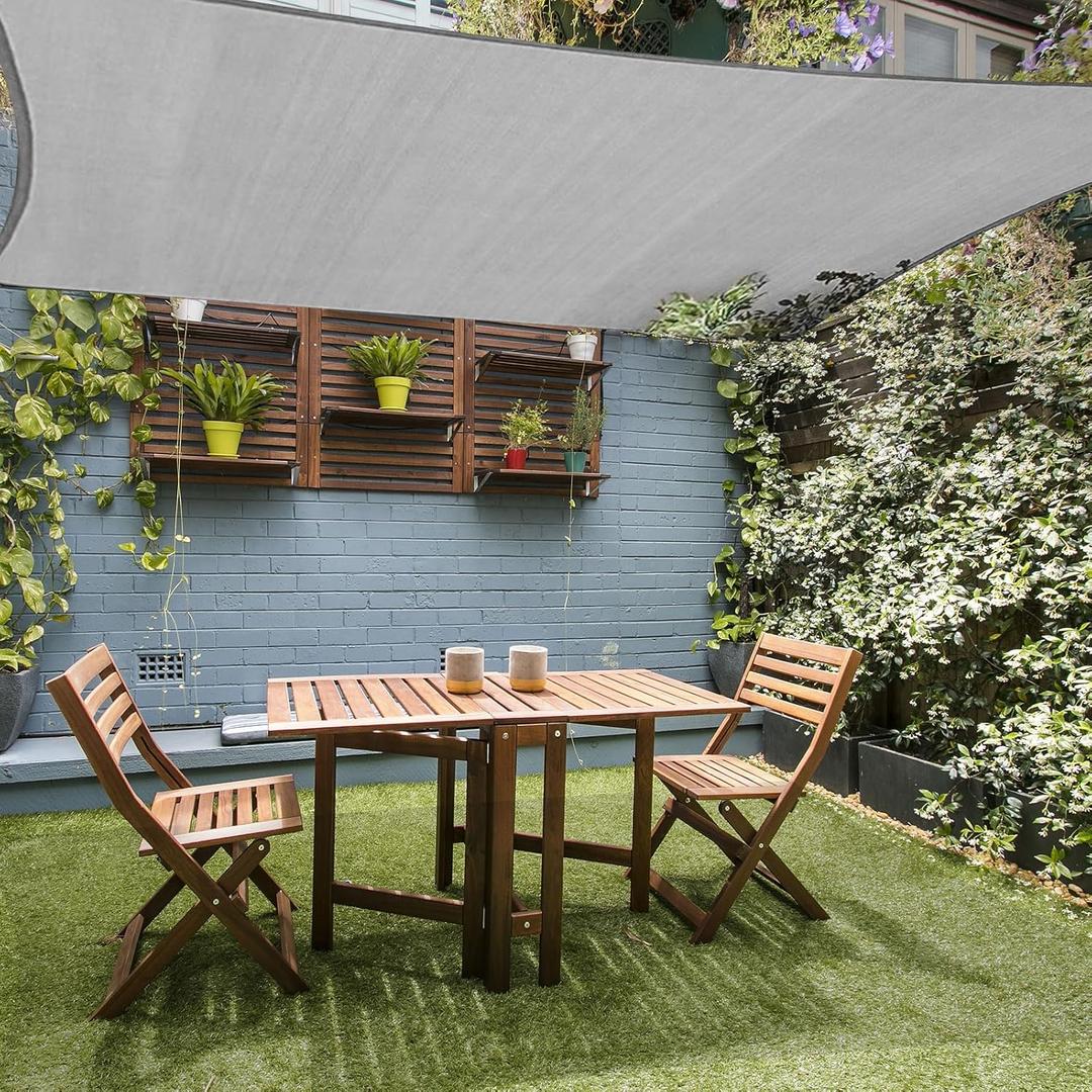 10'x13' Rectangle Sun Shade Sail, Permeable Shade Sails HDPE UV Block Sunshade Outdoor Patio Canopy Sun Cover for Backyard, Garden, Porch, Grey (Gray)