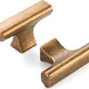 10 Pack 2 Inch, T-Bar Antique Brass Cabinet Knobs Vintage Brass Drawer Knobs Brass Cabinet Pulls, ZK1303 Kitchen Hardware for Cabinets Drawers Bedroom Dresser Cupboard Bathroom Vanity Closet