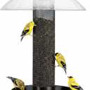 Kingsyard Finch Bird Feeder for Outdoors Hanging, Metal Mesh Tube Bird Feeders for Thistle & Nyjer Seed, Large Removable Tray & Rainproof Dome, 2.5 lbs Seed Capacity, Black
