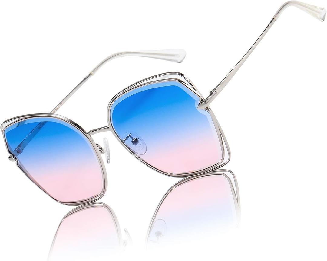 DUCO Oversized Fashion Sunglasses for Women Colorful UV Protection Lens Trendy Retro Designer Sunglasses DC1226
