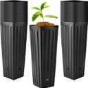 Nuenen 100 Pcs Tall Tree Pot Plastic Deep Plant Nursery Pots Black Seedling Treepots Flower Plant Container with Drainage Holes for Indoor Outdoor Gardening (11.8" H X 3.9" W)