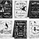Ganeen 6 Pcs Halloween Kitchen Towels The Undead Gothic Art Dishtowels Set Halloween Skull Tea Skull Gifts Tarot Hand Towels for Cooking Baking Home Kitchen (Traditional)