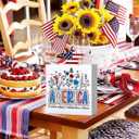 4th of July Decorations, Independence Day Patriotic Decorations, Memorial Day Decor, Red White And Blue Decor, Rustic Farmhouse America Wooden Box Sign for Office Desk Home Bedroom Table