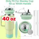 Cup Lid Replacement for Stanley Tumbler 40 Oz,Flip Straw Lid with Double Drinking Mouth, Cleaning Brush and Cup Boot Leakproof & Dustproof Cover for Stanley Cup Accessories (Green, 40)
