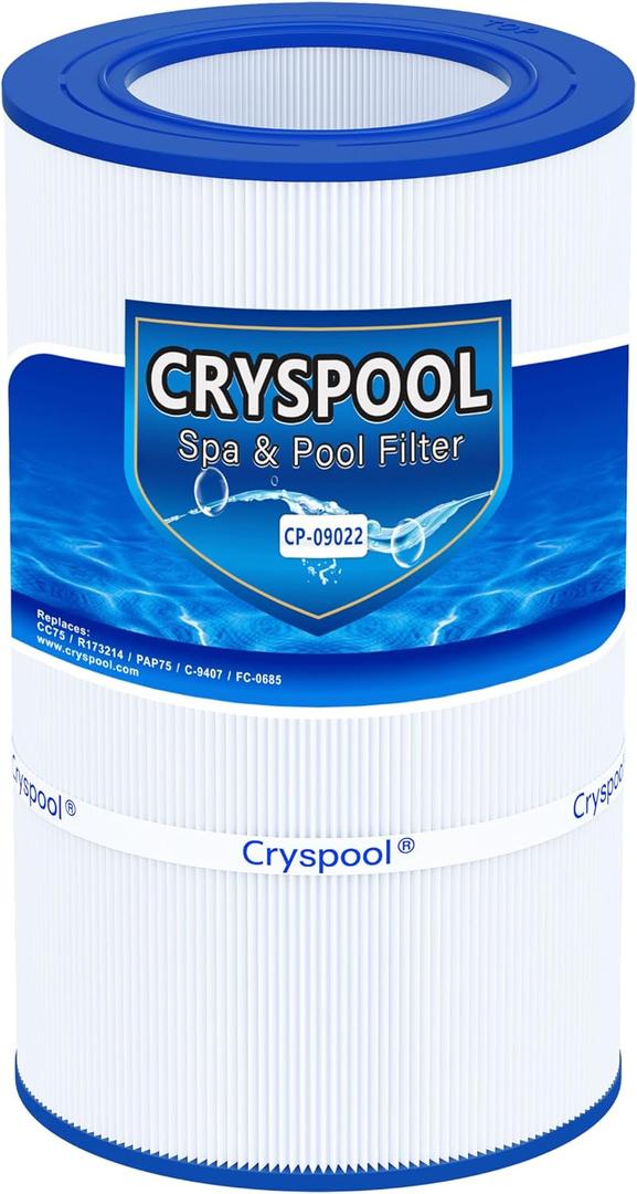 Cryspool 09022 Filter Compatible with Clean & Clear 75, CC75, PAP75, R173214, 59054100, C-9407, FC-0685, 75 Sq. Ft Pool Filter Cartridge, 1 Pack