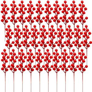 Tiaiidi 30 Pcs Artificial Red Berry Stems,7.9 Inch Christmas Holly Berries Picks for DIY Crafts,Wreath,Xmas Tree,Berry Branch for Wedding Home and Party Decor
