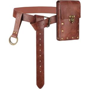 Renaissance Belt Pouch Waist Bag Pouch Skirt Hike Medieval Bag Ren Faire Costume Accessories for Halloween (Brown, Skirt Hike Set)