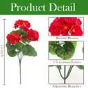 2 x Fake Outdoor Flowers, 6 Pcs Artificial Flowers for Outdoors, Red Artificial Geraniums Plastic Flowers, Fake Plant for Outside, Silk Faux Flowers Outdoor Planters UV Resistant for Front Porch