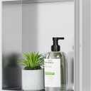 Neodrain Rimless Shower Niche Shelf 12"X12" Stainless Steel Bathroom Wall Niche Waterproof, Recessed Niches for Bathroom Storage, Stainless Wall Cabinet, Brushed