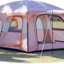 KTT Extra Large Tent 10-12-14 Person(Style-B),Family Cabin Tents,2 Rooms,3 Doors and 3 Windows with Mesh,Straight Wall,Waterproof,Double Layer,Big Tent for Outdoor,Picnic,Camping,Family Gathering