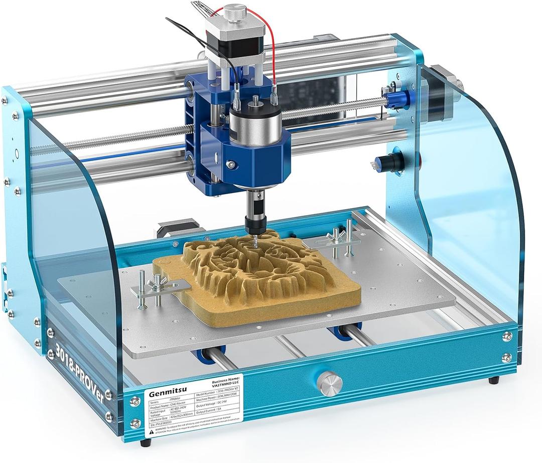 SainSmart Genmitsu 3018-PROVer V2 CNC Router Machine for Beginner, Mini Milling Engraver Kit with Z-Probe, Limit Switches, E-Stop, Ideal for Wood, Acrylic, MDF, Plastic (Without Offline Controller)