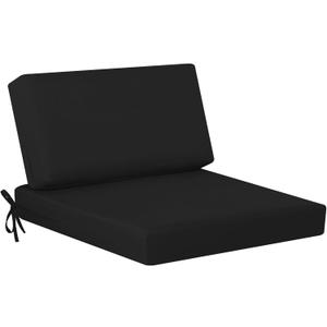 idee-home Outdoor Cushions for Patio Furniture, Outdoor Seat Cushion, Waterproof Couch Hampton Bay Deep Seat Replacement Chair Cushions for Garden Lawn Backyard Deck, 26.5 x 26.5 Black