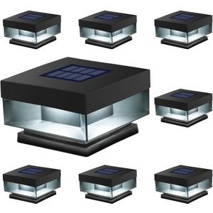 Solar Post Cap Lights,15 Lumem Brightness,2 Modes Warm White/Bright White Outdoor Fence Post Cap Light for Deck, Patio Garden Decor High Brightness SMD LED Lighting Fits for 4x4 5x5 Wooden Posts (8pk)