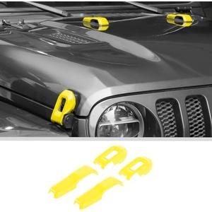 JWWY Hood Latches Decor Hood Hinge Cover Trim Fit for 2018-2025+ Jeep Wrangler JL JLU Sports Sahara Freedom Rubicon Unlimited Gladiator JT Exterior Accessories 4pcs Yellow