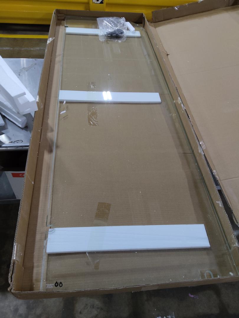 Bathroom Shower Door, 24" W ×78" H Fixed Shower Glass Panel with Clamps, 3/8" (10mm) Glass Shower Doors, Clear Tempered Frameless Shower Panel in Matte Black, The Label Doesn't Match the Product, See Photos, Size 24"×78"