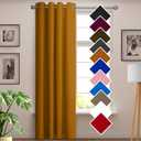 Blackout Curtains - Solid Plain Design - 52x84 in, One Panel, Gold | Room Darkening Grommet Curtains for Bedroom, Living Room, Office - Light Blocking, Thermal Insulation, Elegant Home Décor